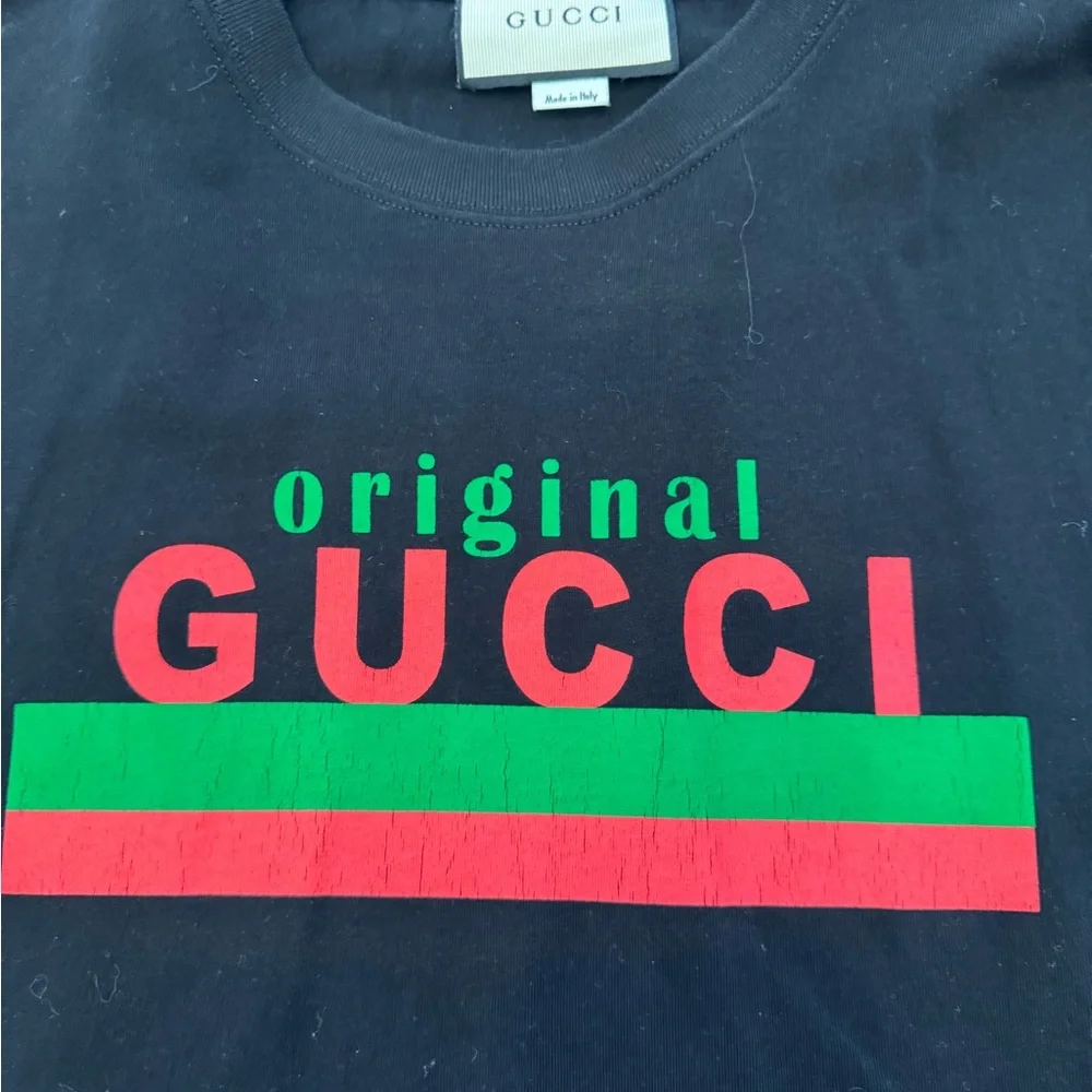 Gucci Black Tee with Red and Green Accents - Picture 2 of 5